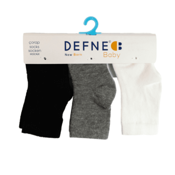 Set 3 perechi de șosete Negru, Gri și Alb Defne Baby