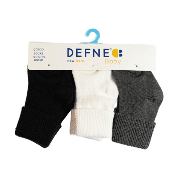 Set 3 perechi de șosete Negru, Alb și Gri Defne Baby