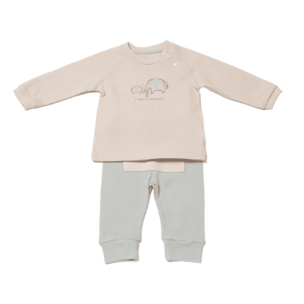 Costum din coton bio organic Beige - Mint