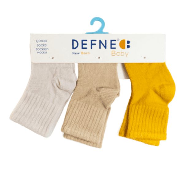 Set 3 perechi de șosete Bej deschis, Bej și Galben Defne Baby