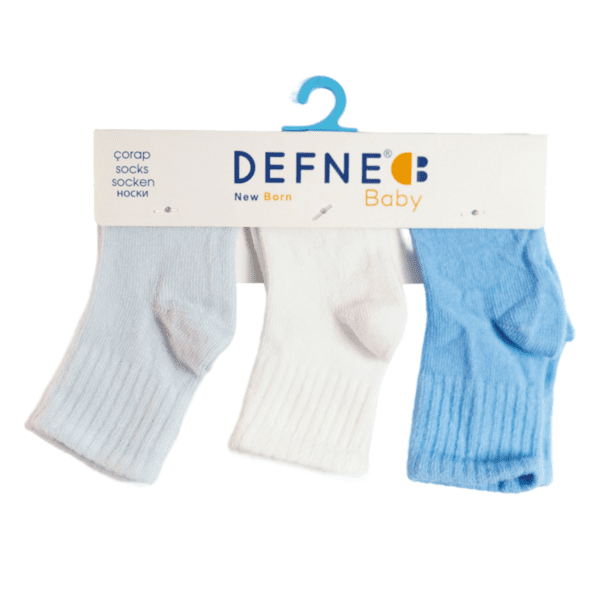 Set 3 perechi de șosete Albastru deschis, Alb și Albastru Defne Baby