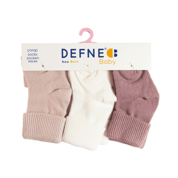 Set 3 perechi de șosete Bej, Alb și Roz Defne Baby